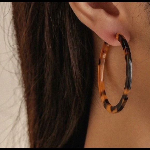 LAST! Multi marble resin drop hoop earrings stud huggie - Picture 5 of 10